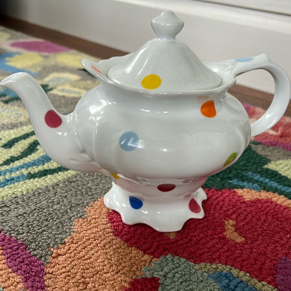 Anthropologie Polka Dot Tea Pot- multi colored- NWT